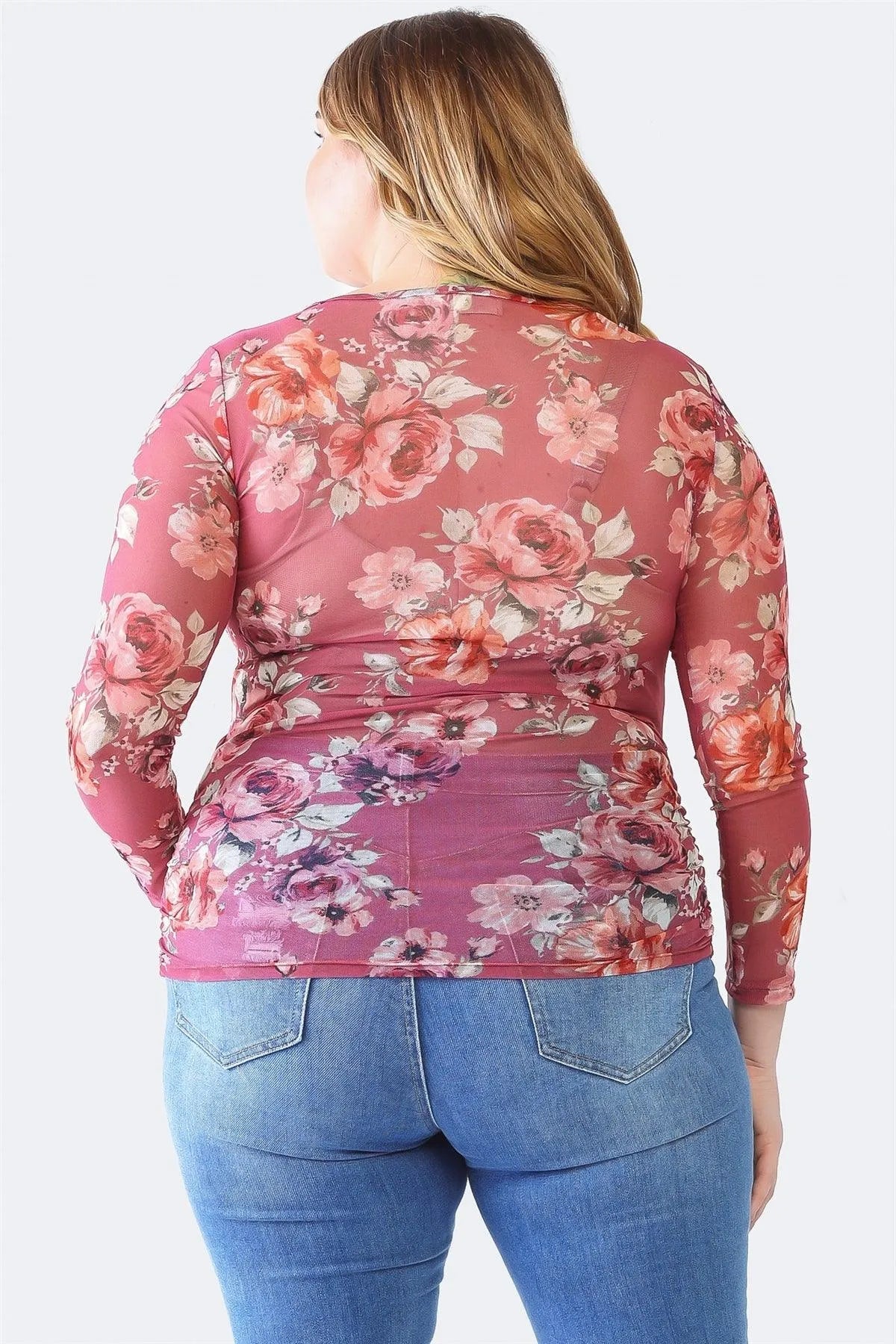 Mauve Flower Mesh Top