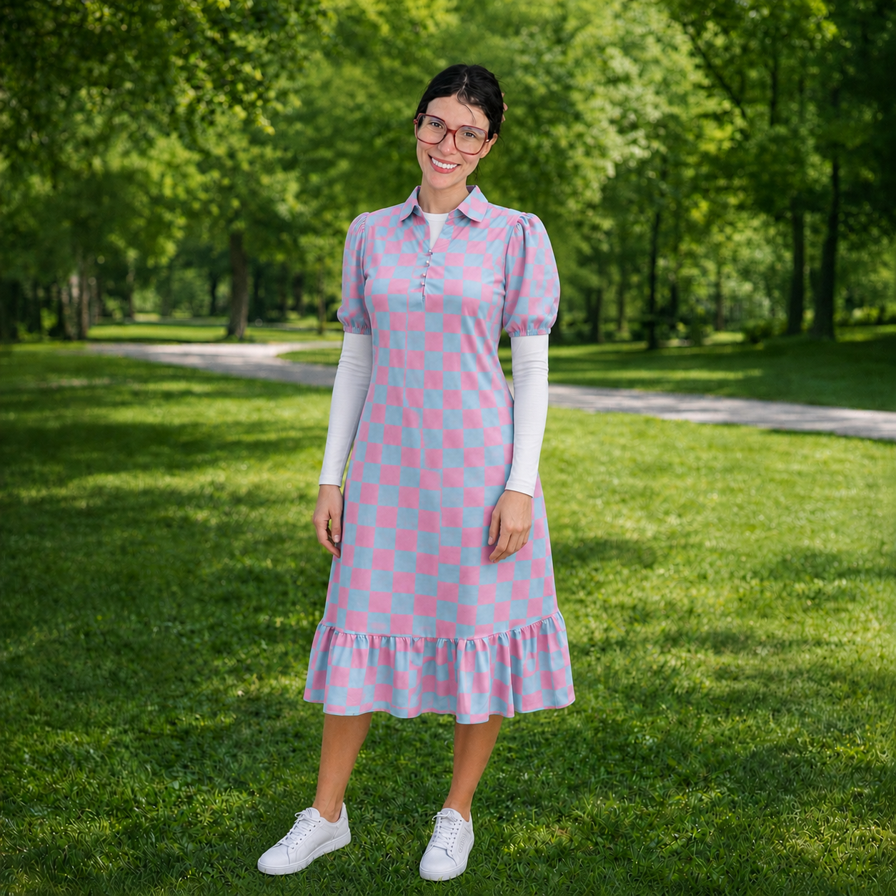 Checkered Dress with Pockets