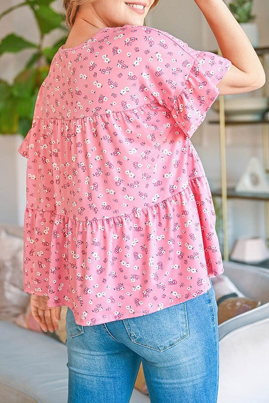 Oversized Ruffle sleeve Floral Print Top