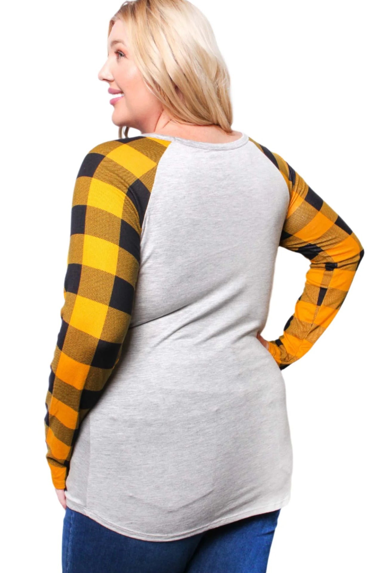 Long Sleeve Plaid Raglan Top