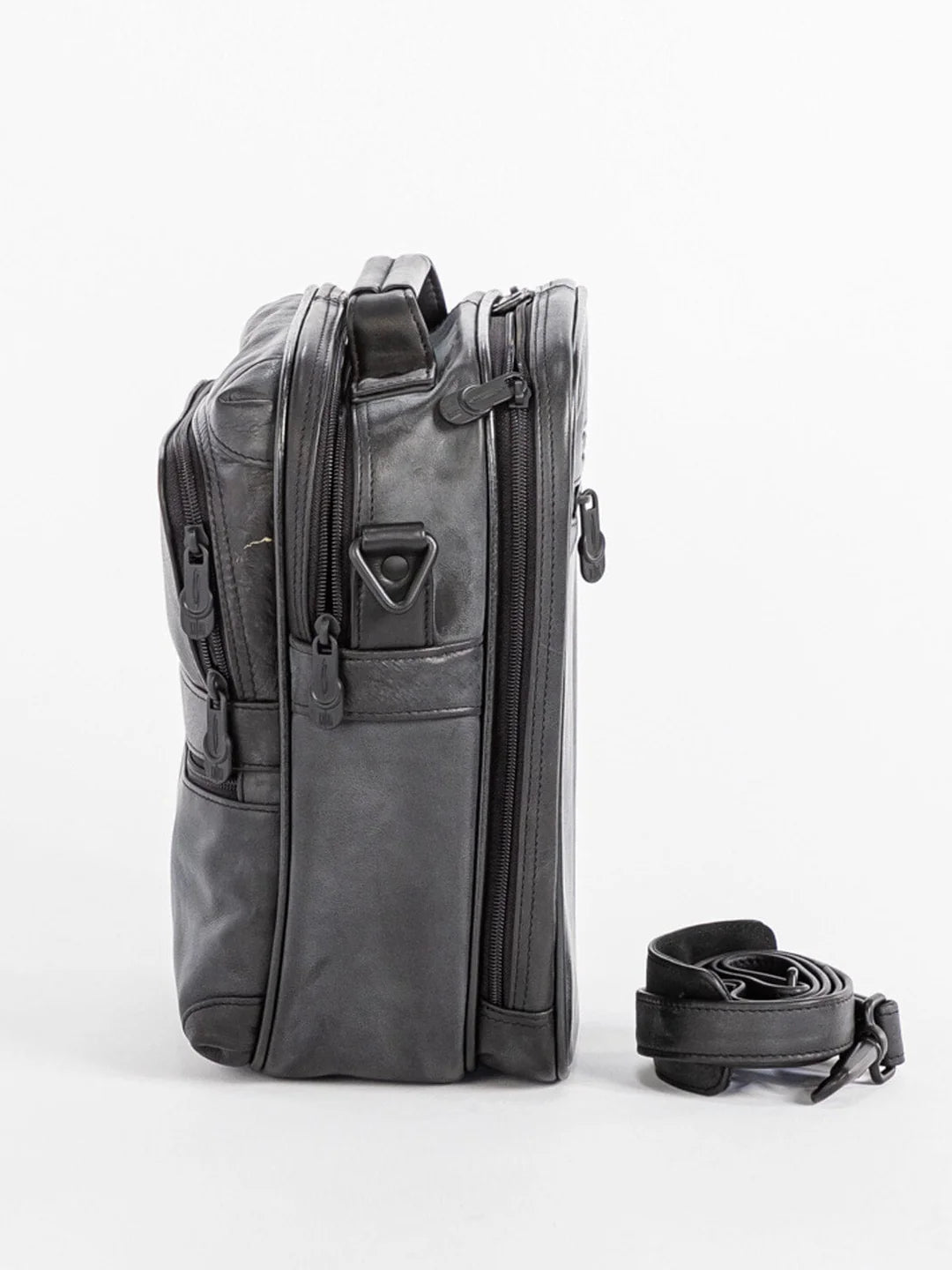 Classic Black Multi-Pocket Messenger Bag