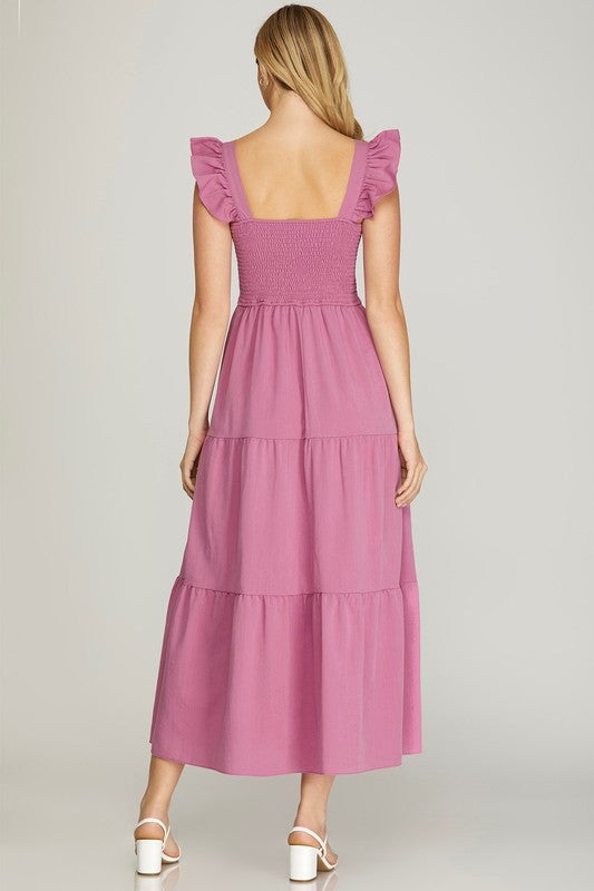 Sleeveless Smocked Tiered Dress