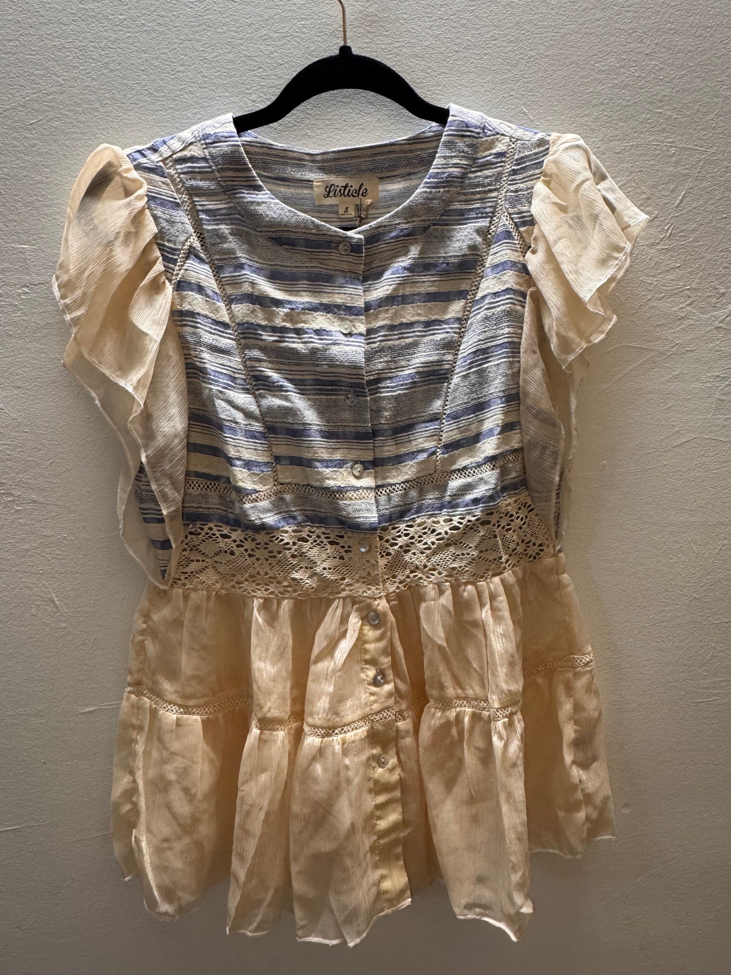 Striped Peplum Blue Layering Top