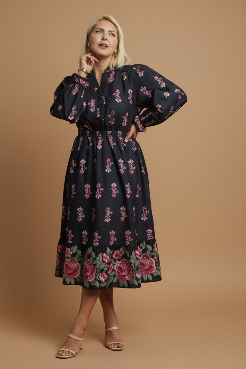 Navy Blue Midi Dress