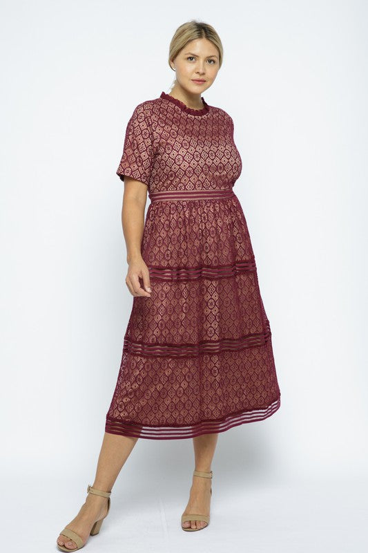 Bri•Lace Banded Midi Dress