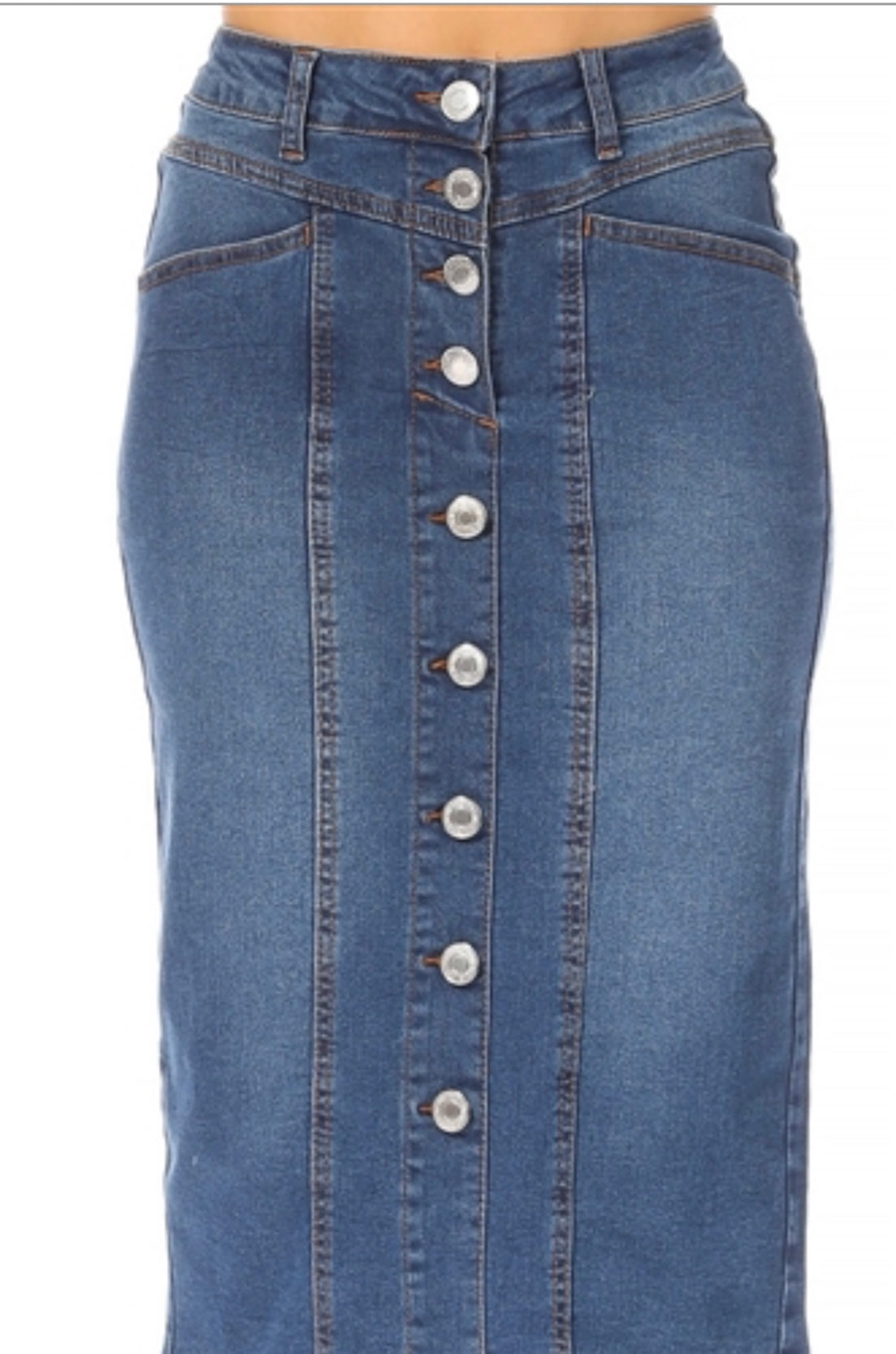 Sand Blast button down Denim skirt