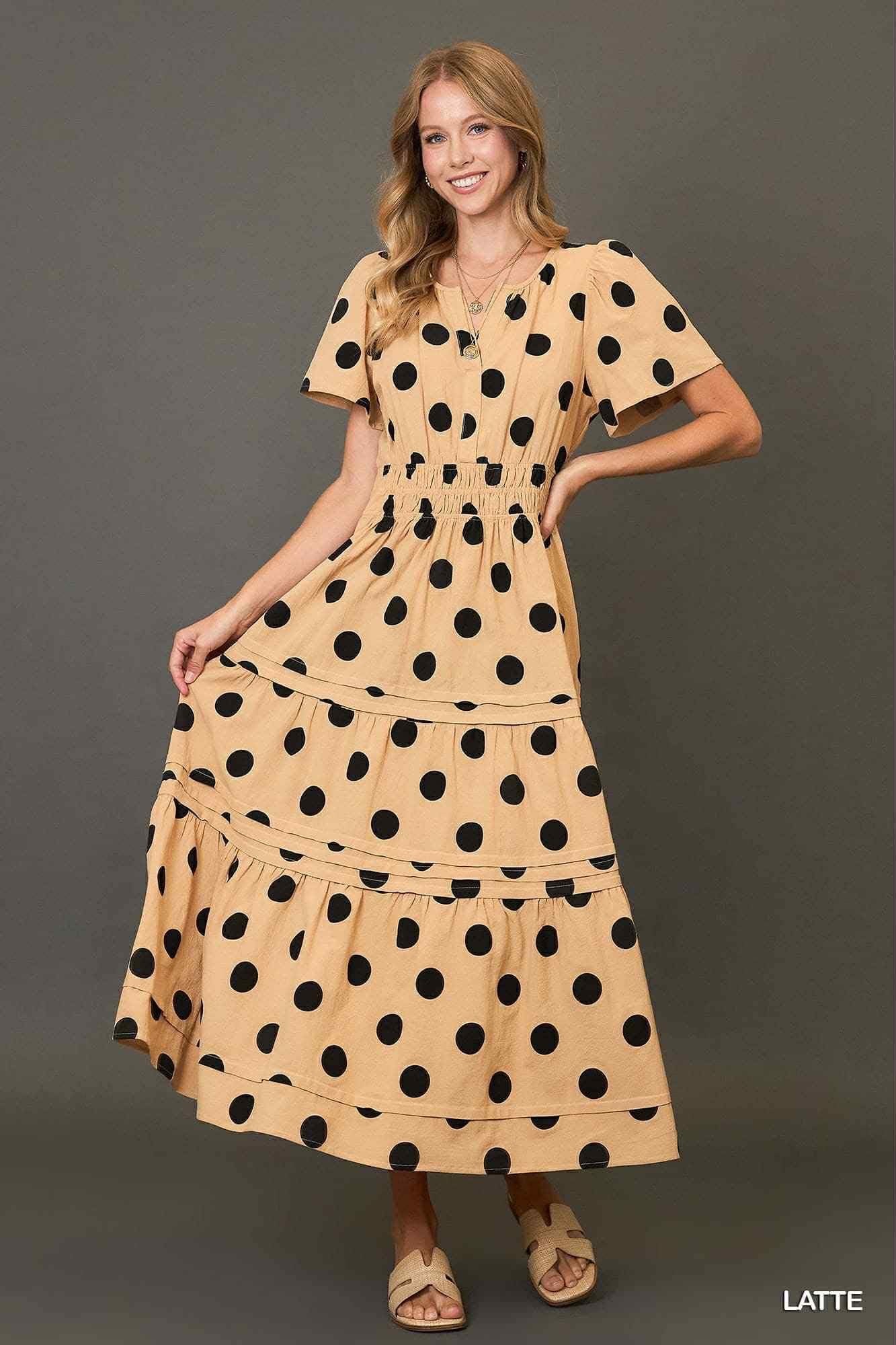 Latte• Polkadot Tiered Maxi 