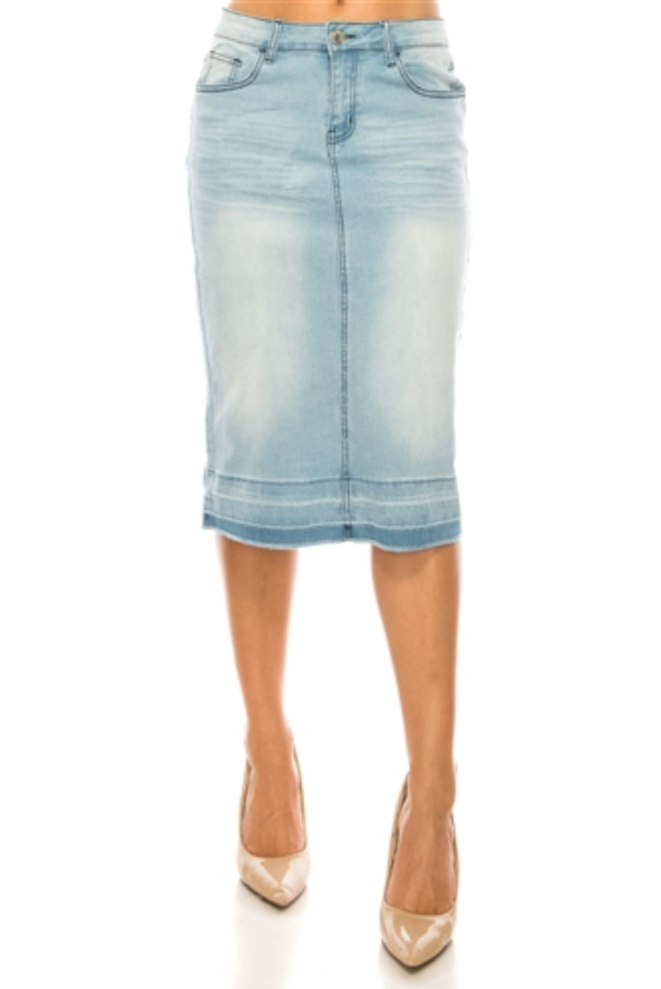 Light Wash Raw Hem Denim