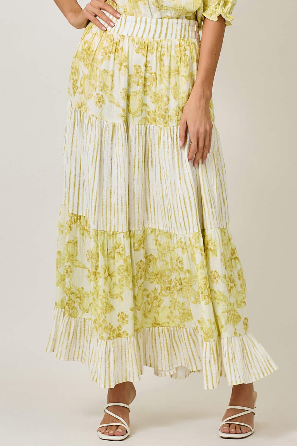 MIXED MEDIA MAXI SKIRT•Yellow