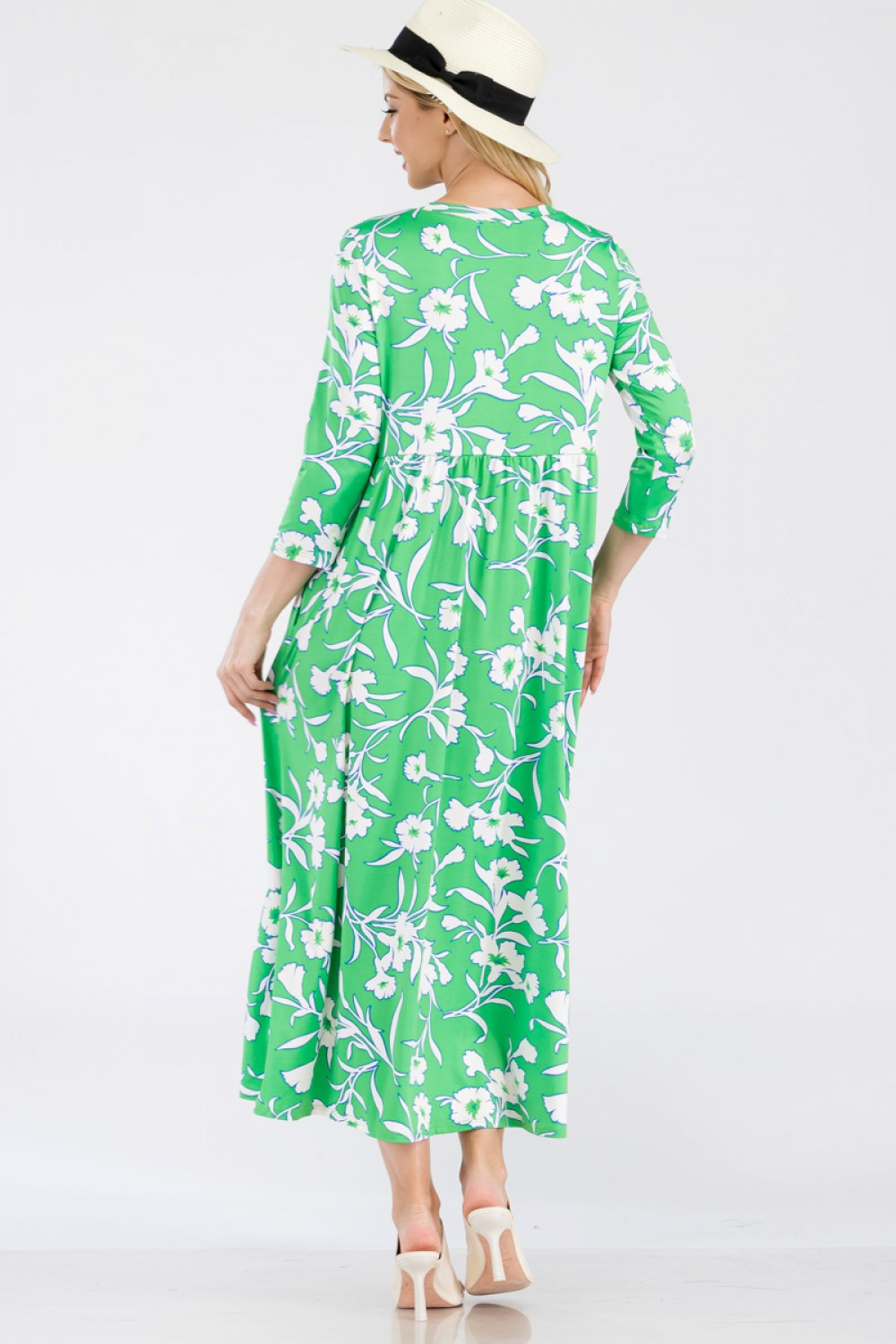 Green• Floral Midi Dress