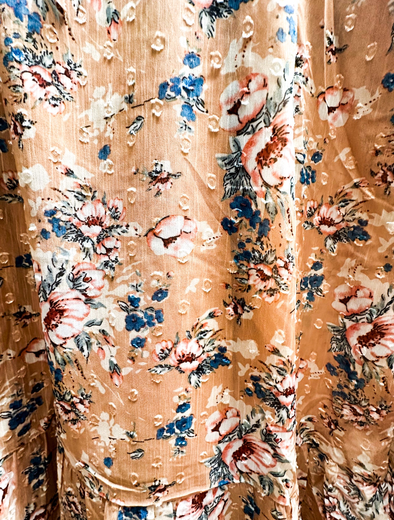 Stacey•Tan Blush Floral Print Midi Dress