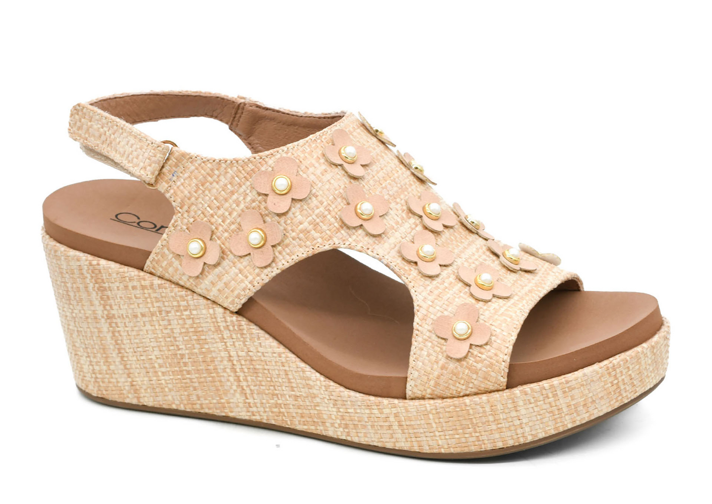 Carley• Raffia Flower Wedge