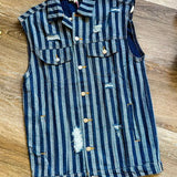 Michelle• Striped Denim Vest