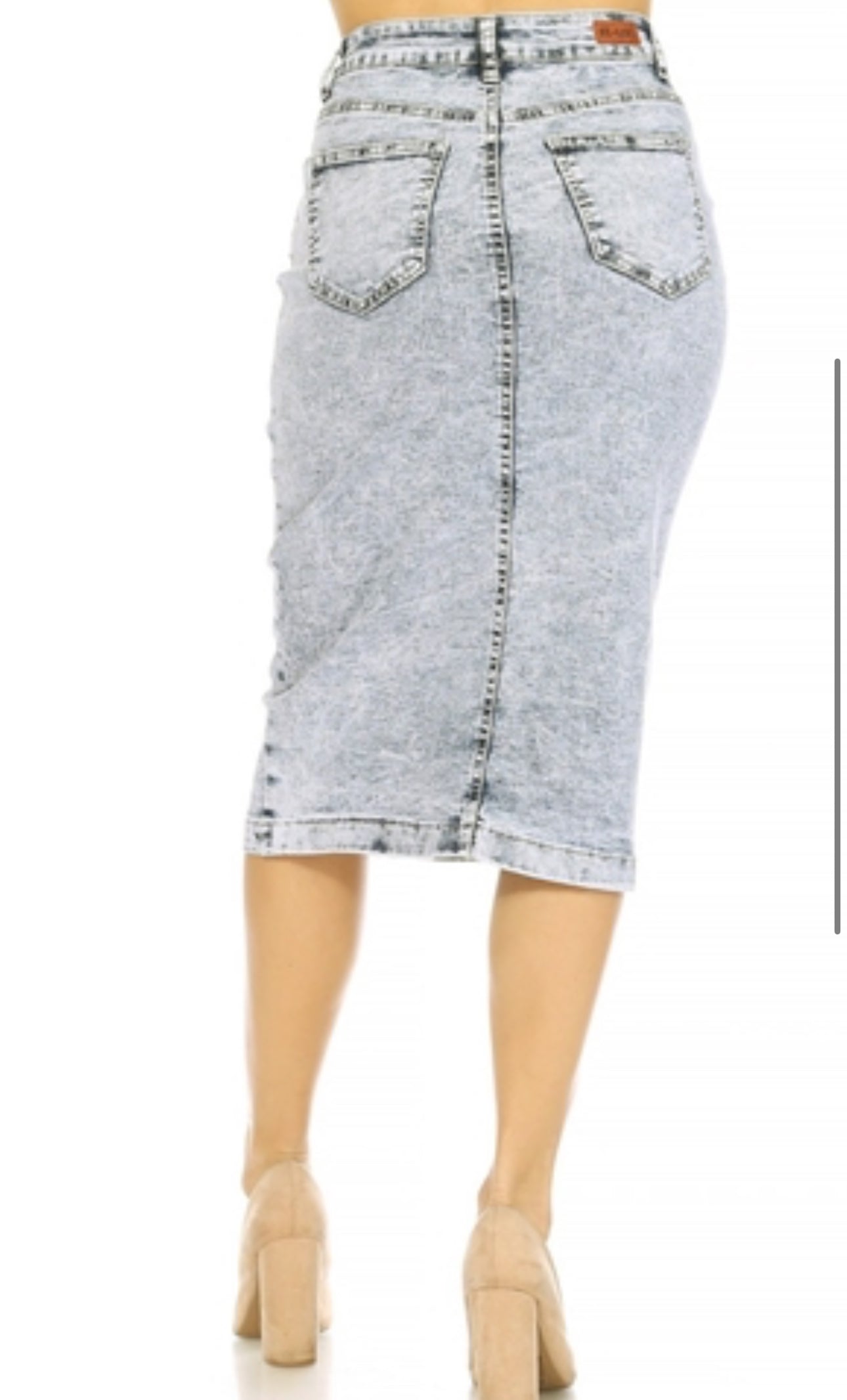 Faded Sand Blast Denim Skirt