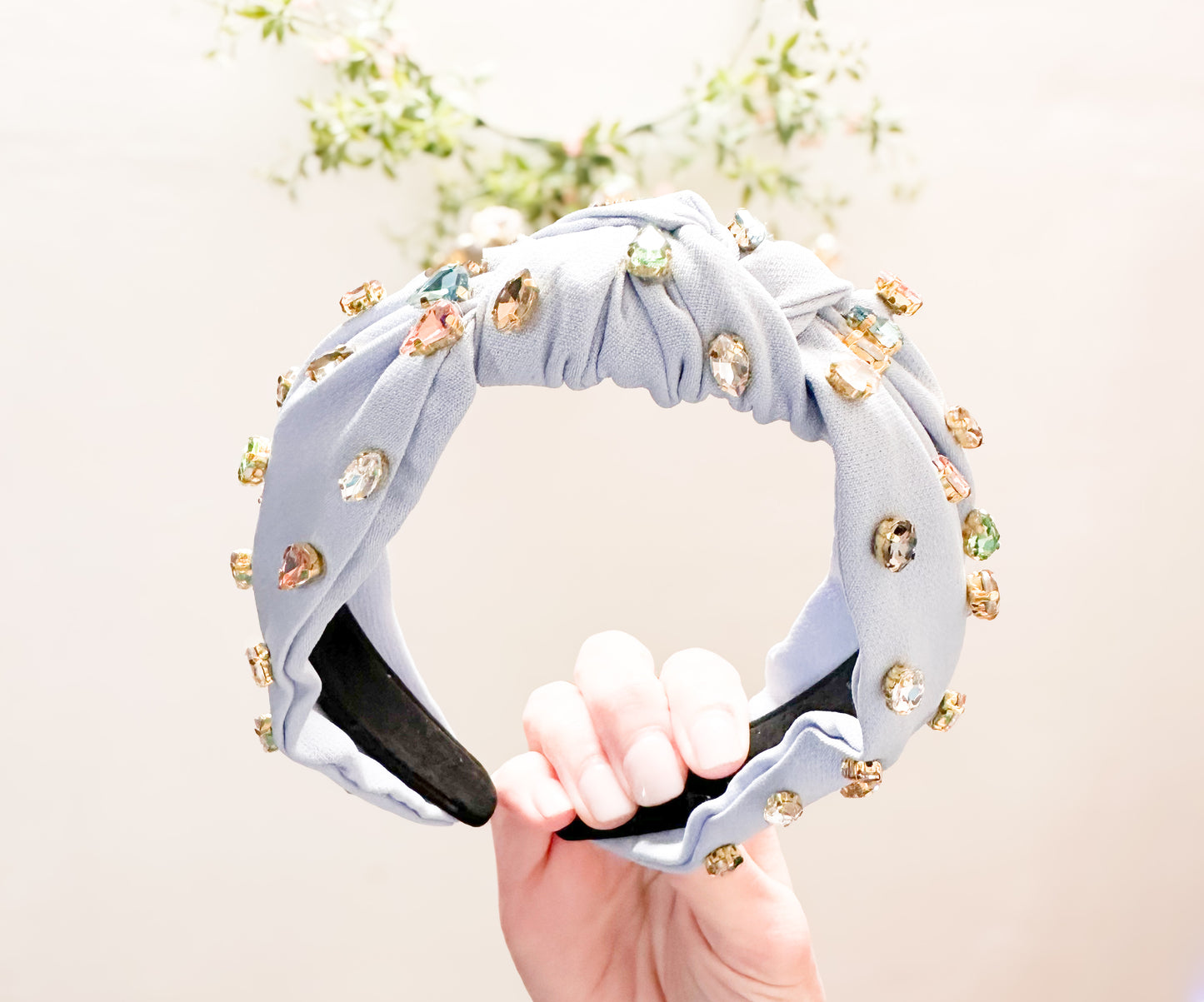 Baby Blue Gem Knotted Headband