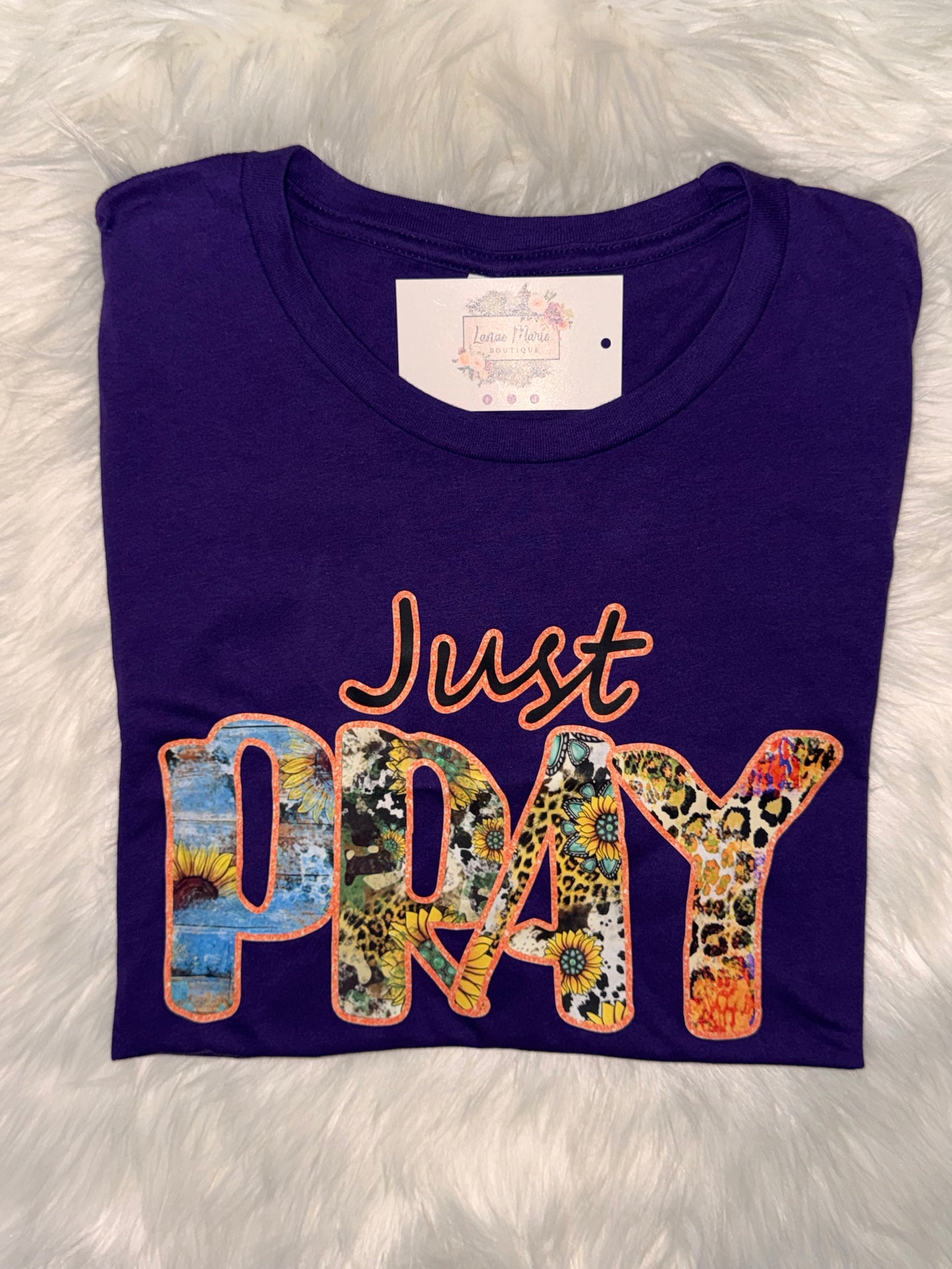 Purple Just Pray Tee