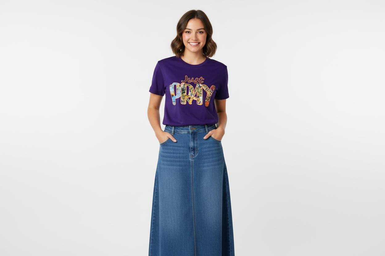 Purple Just Pray Tee