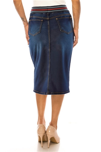 Elastic waistband with drawstring Dark Denim