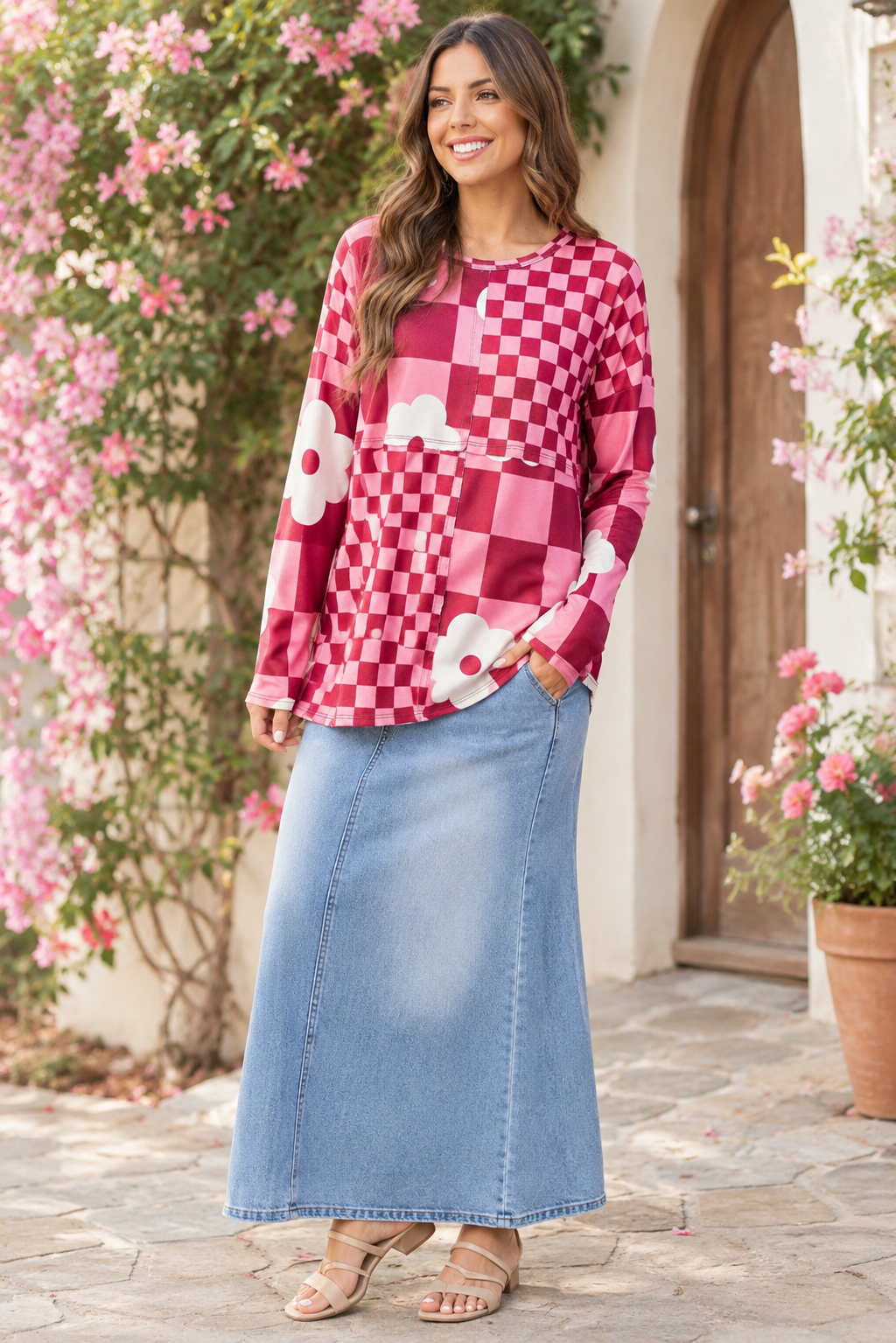 Pink Patchwork Blossom Top