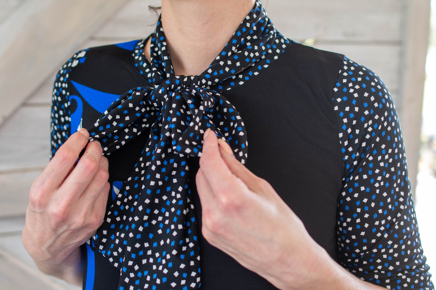 Royal and Black Floral Contrast Dress