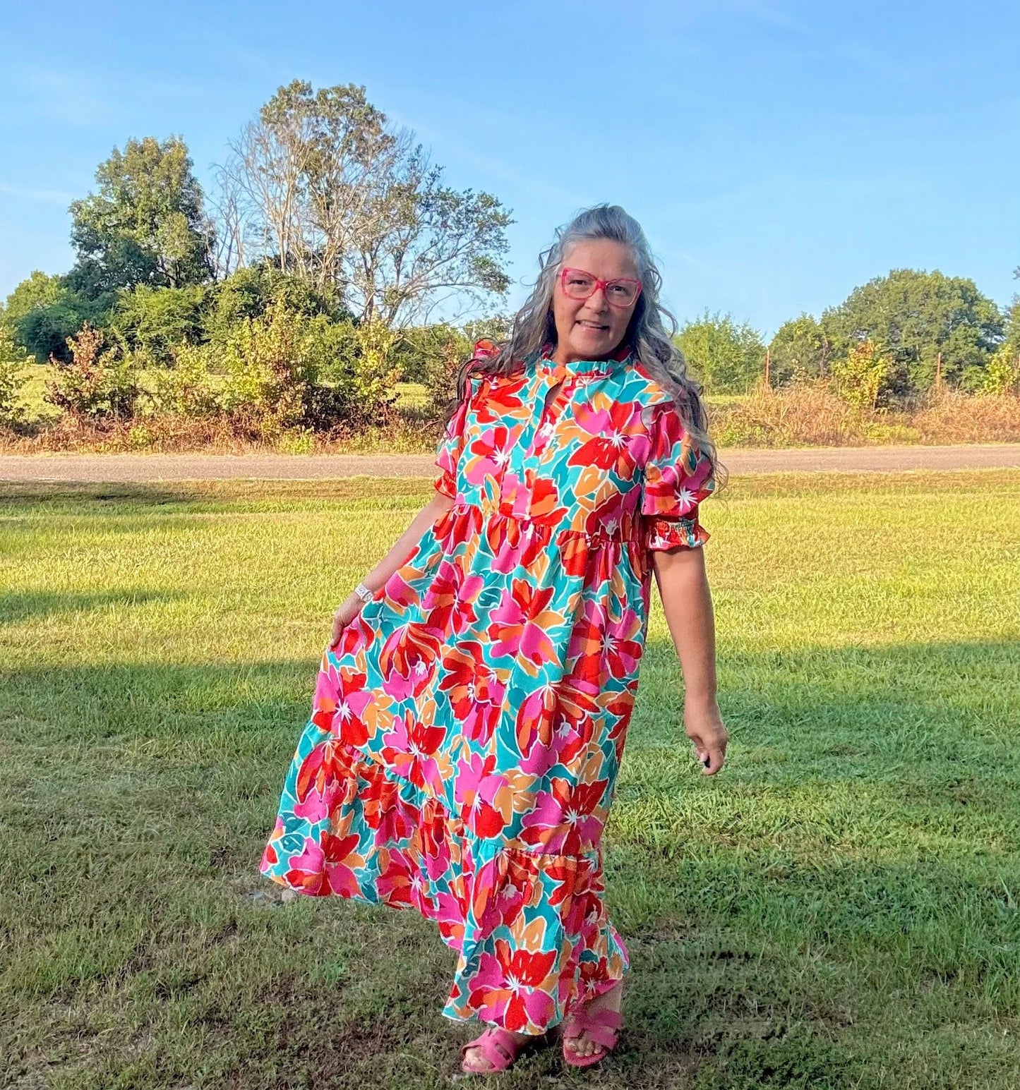 Maxi Dress W/ Smocked Detail Short Sleeve