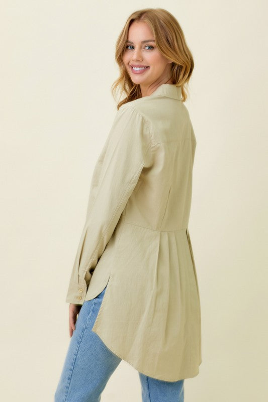 Off white Peplum Back Button Down Top