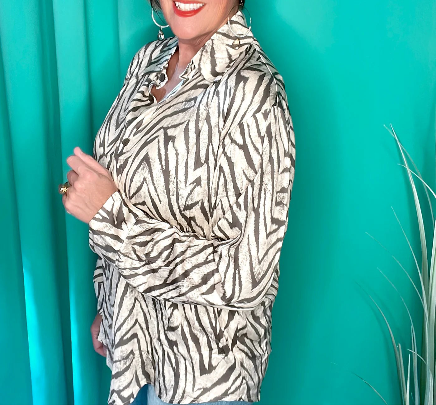 Katie• Zebra Print Long Sleeve Top