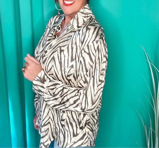 Katie• Zebra Print Long Sleeve Top