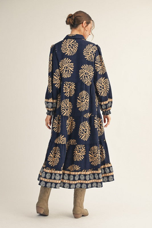 Navy and Dark Tan Maxi
