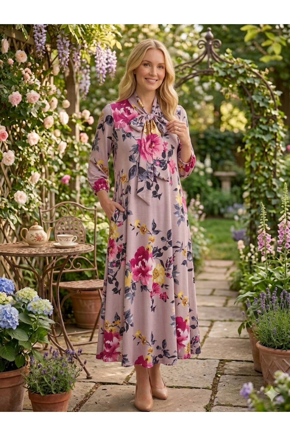 Blush Garden Grace Midi Dress