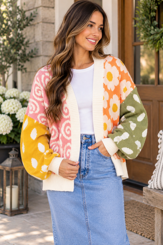 Whimsical Multi Block Cardigan