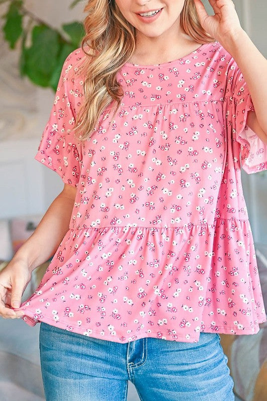 Oversized Ruffle sleeve Floral Print Top