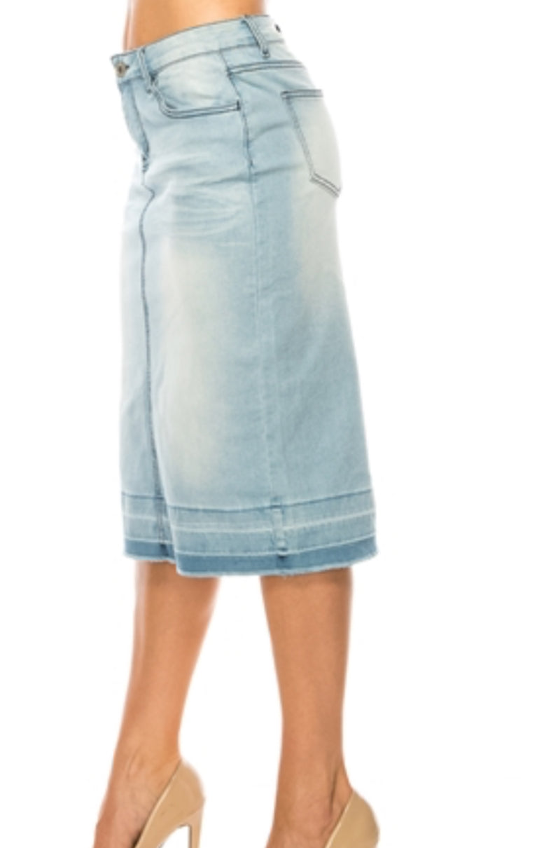 Light Wash Raw Hem Denim