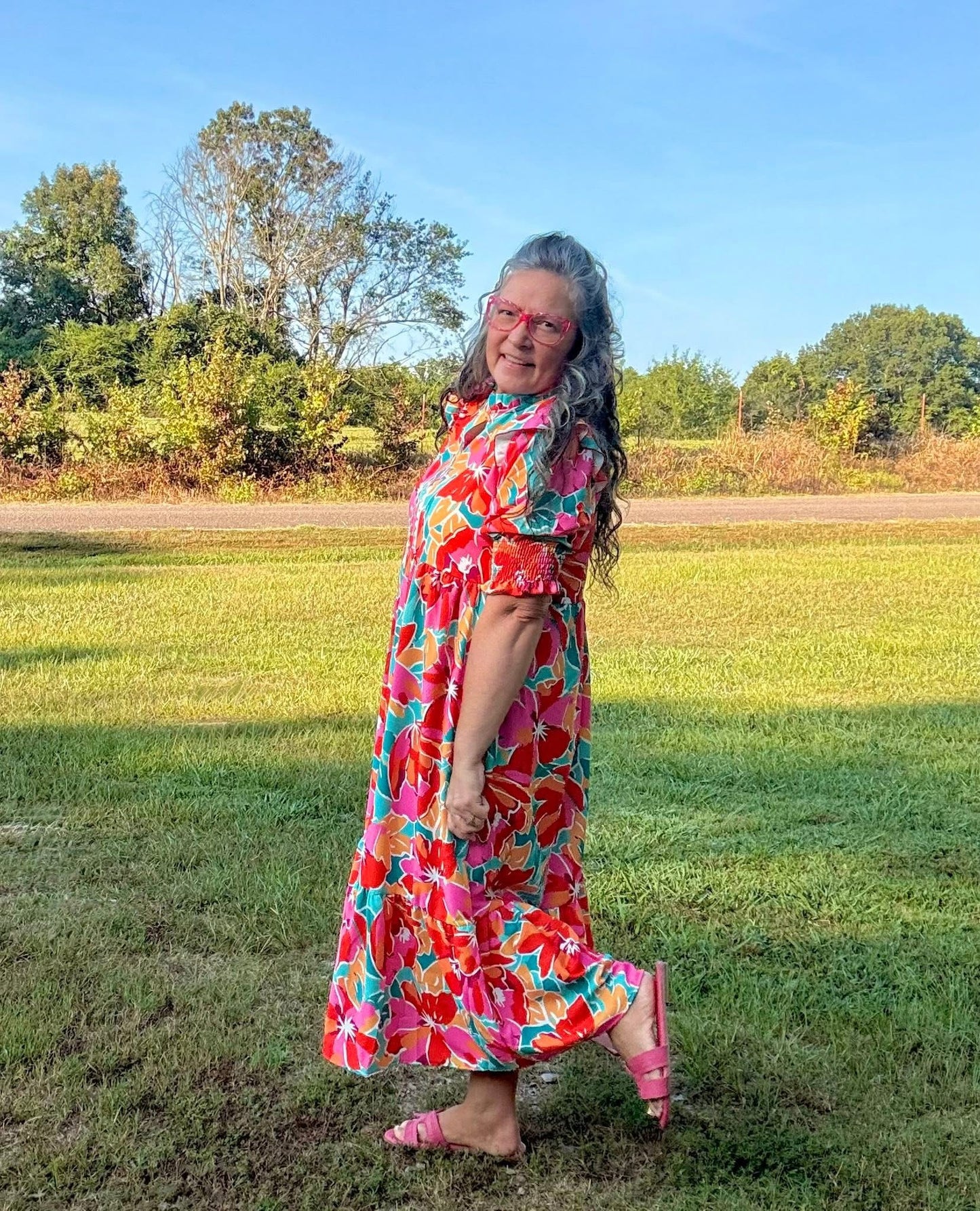 Maxi Dress W/ Smocked Detail Short Sleeve