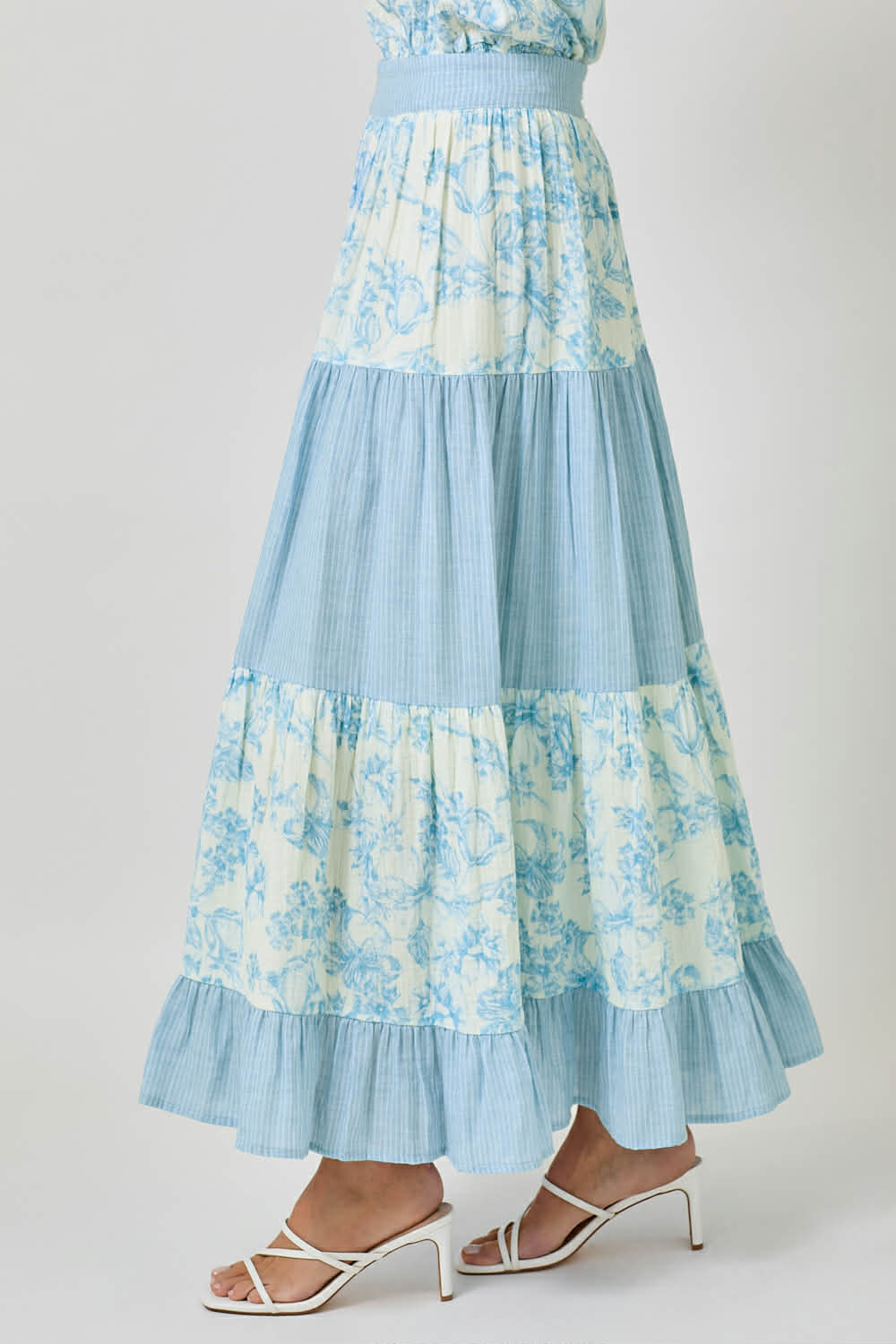 MIXED MEDIA MAXI SKIRT•Blue
