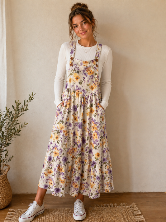 Lavender Meadow Overall Dress.