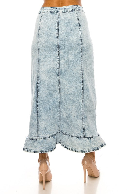 The Grace Button Front Denim Maxi Skirt