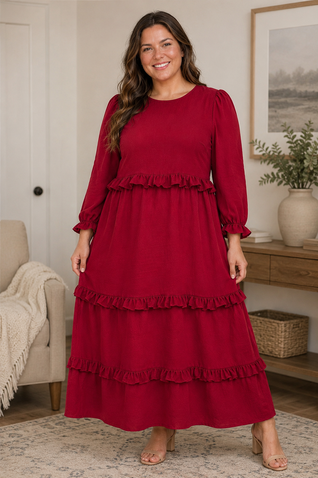 Renee Ruffle Tiered Midi Dress