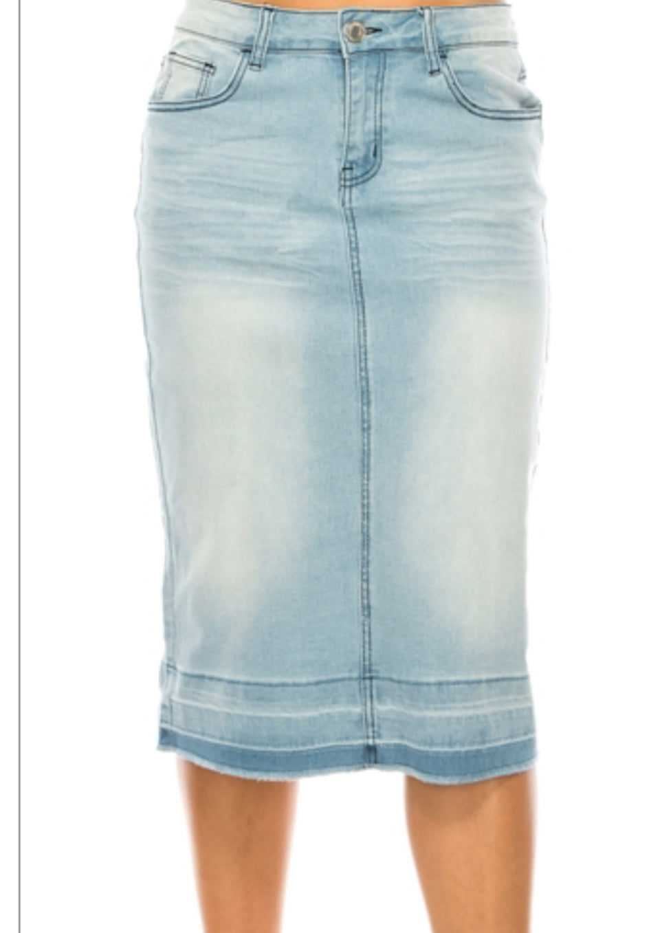 Light Wash Raw Hem Denim