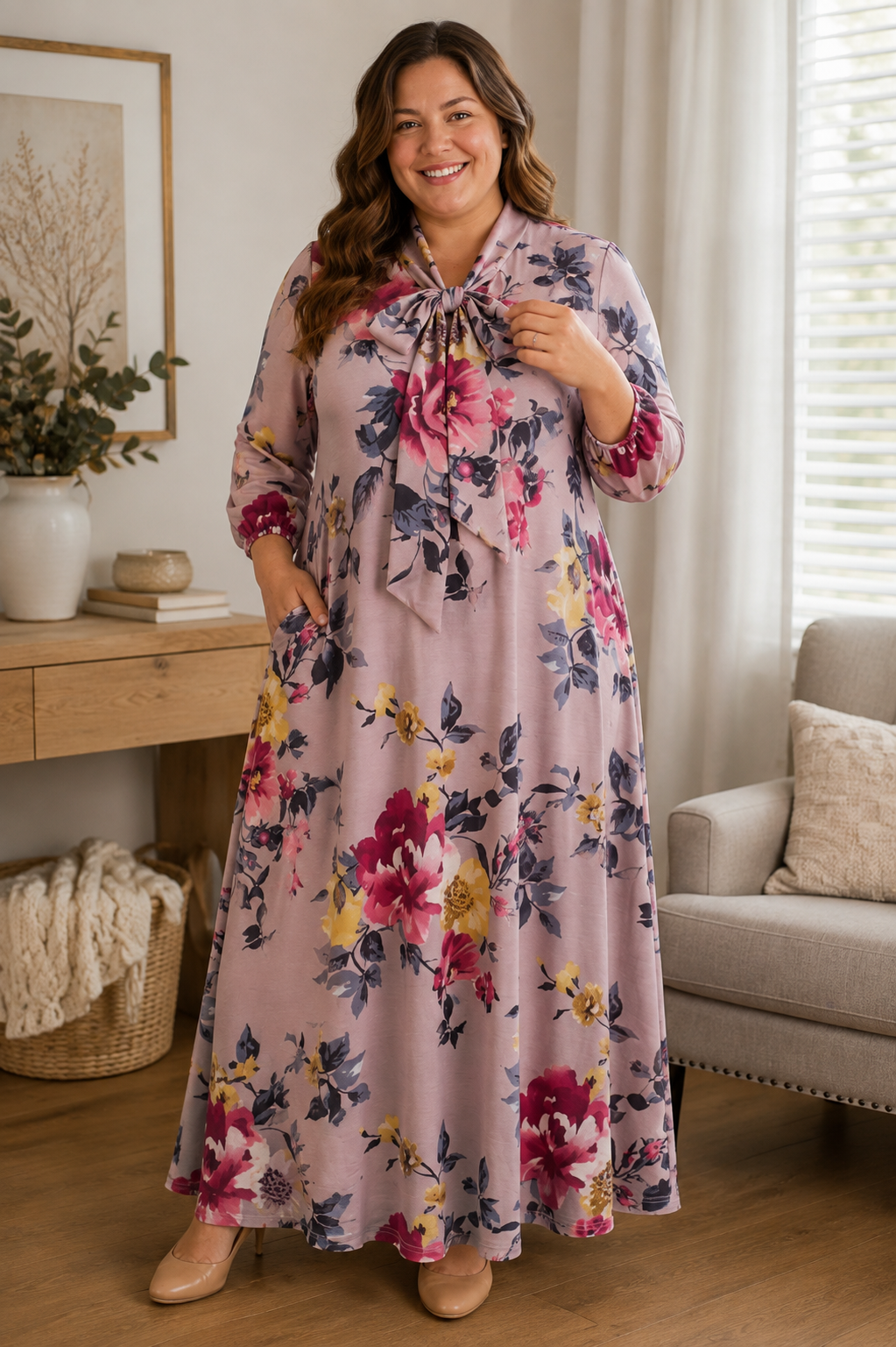 Blush Garden Grace Midi Dress