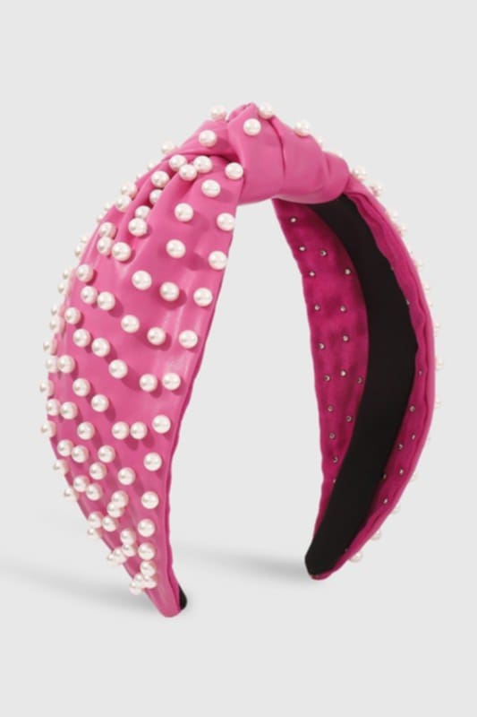 Pink Leather Knotted Headband