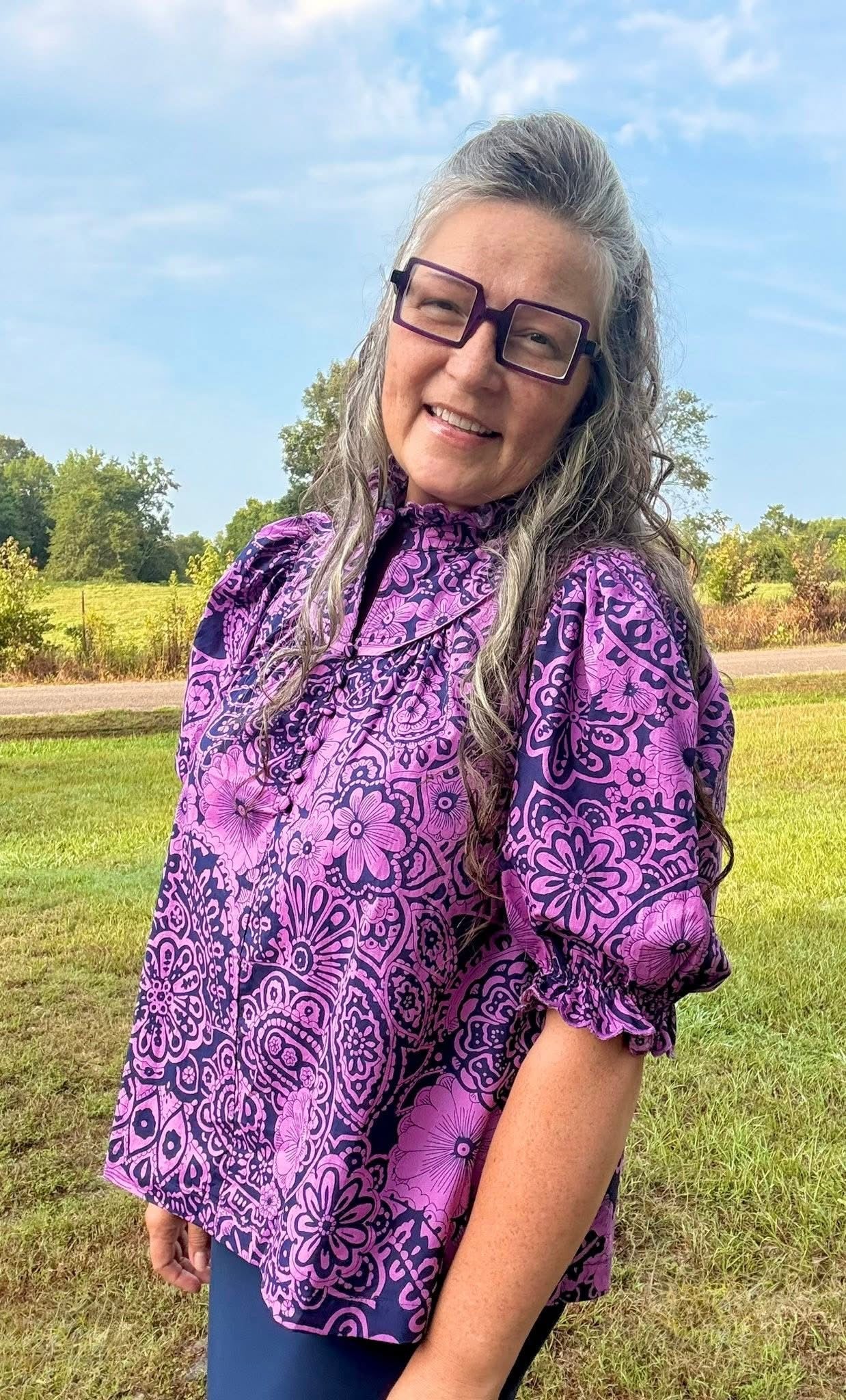 Purple Floral Elements Top