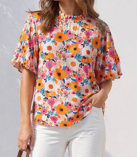 Floral Ruffle Top