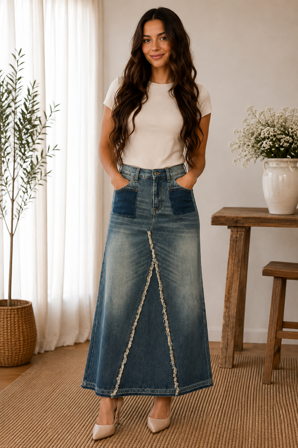 The Journey Maxi Denim Skirt
