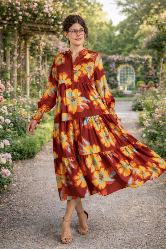 Brick Red Floral dress