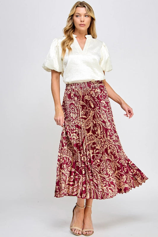 Satin Pleated Skirt