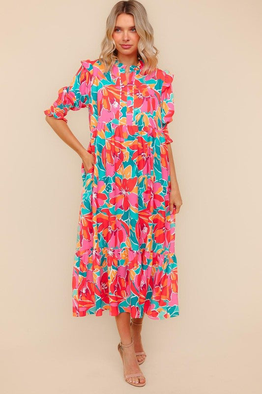 Maxi Dress W/ Smocked Detail Short Sleeve