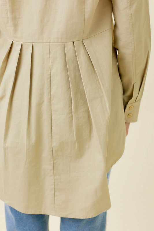 Off white Peplum Back Button Down Top