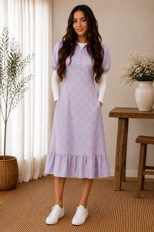 Checkered Dress with Pockets