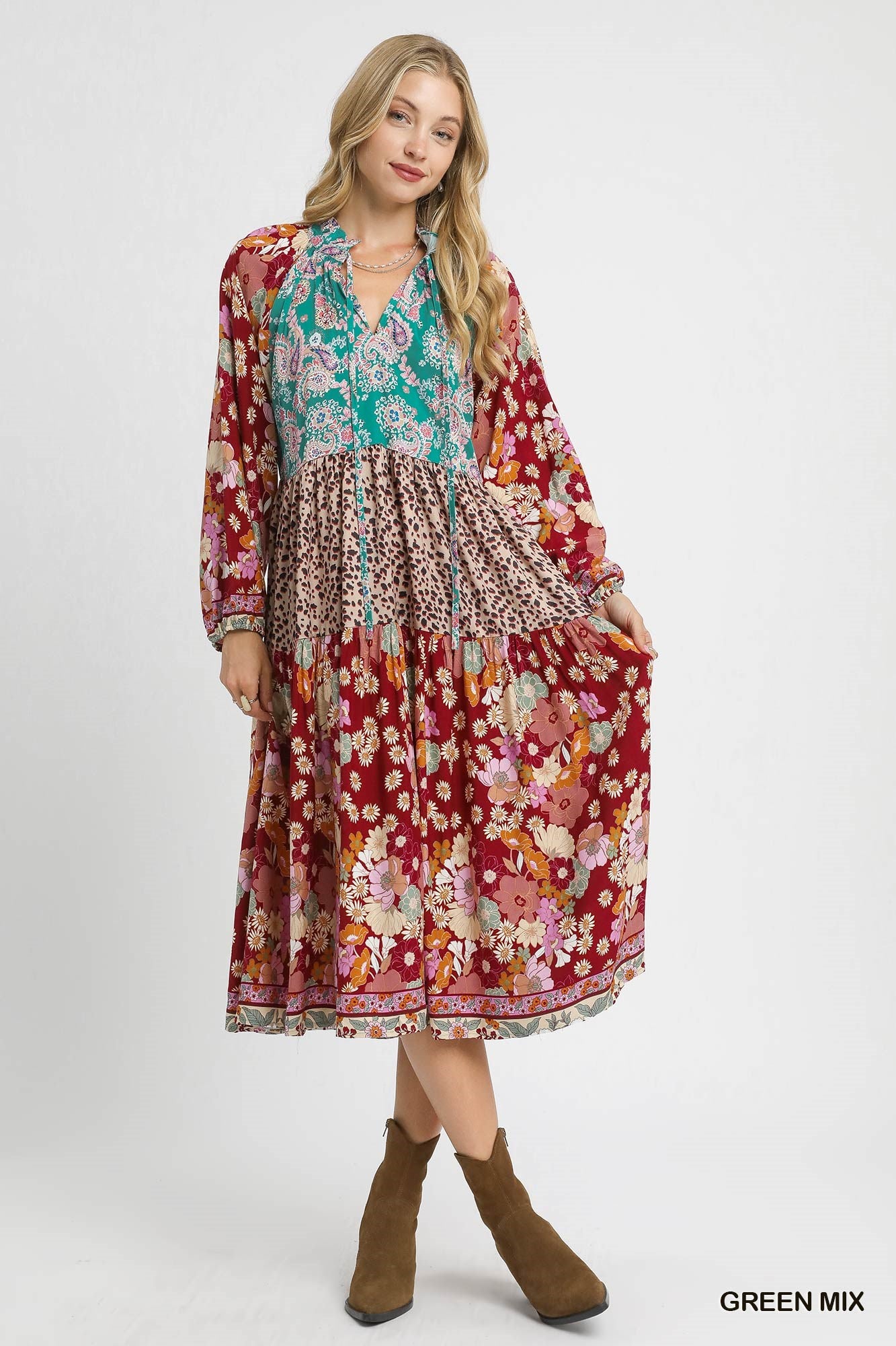 Boho Patchwork Midi Dress